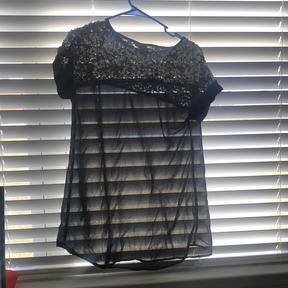 rue 21 sequin black sheer top